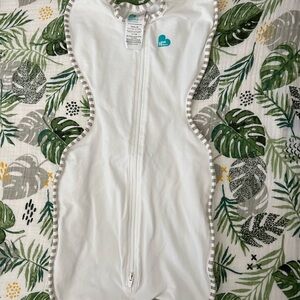 Love to Dream White Swaddle with Gray Trim